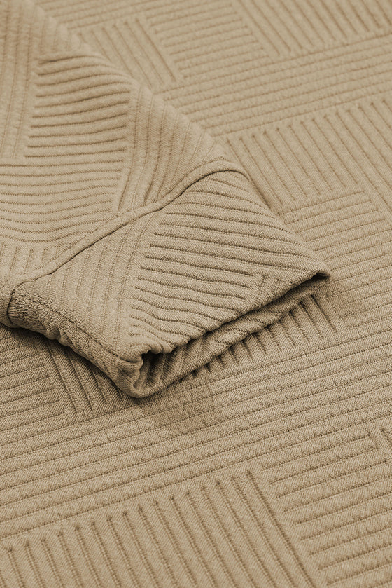 LC625266-P5016-S, LC625266-P5016-M, LC625266-P5016-L, LC625266-P5016-XL, LC625266-P5016-2XL, Khaki  Ultra Loose Textured 2pcs Slouchy Outfit