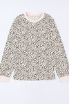 PACK25122452-18-1, Apricot Animal Spotted Print Round Neck Long Sleeve Top