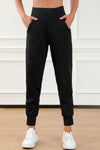 PACK7712269-2-1, Black Exposed Seam High Waist Pocketed Joggers