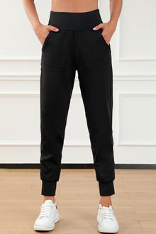  PACK7712269-2-1, Black Exposed Seam High Waist Pocketed Joggers