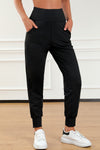 PACK7712269-2-1, Black Exposed Seam High Waist Pocketed Joggers