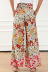 PACK7712339-P1015-1, Oatmeal Boho Floral Smocked Waist Super Loose Pants