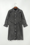 PACK786324-11-1, Gray Buttoned Long Sleeve Denim Mini Dress
