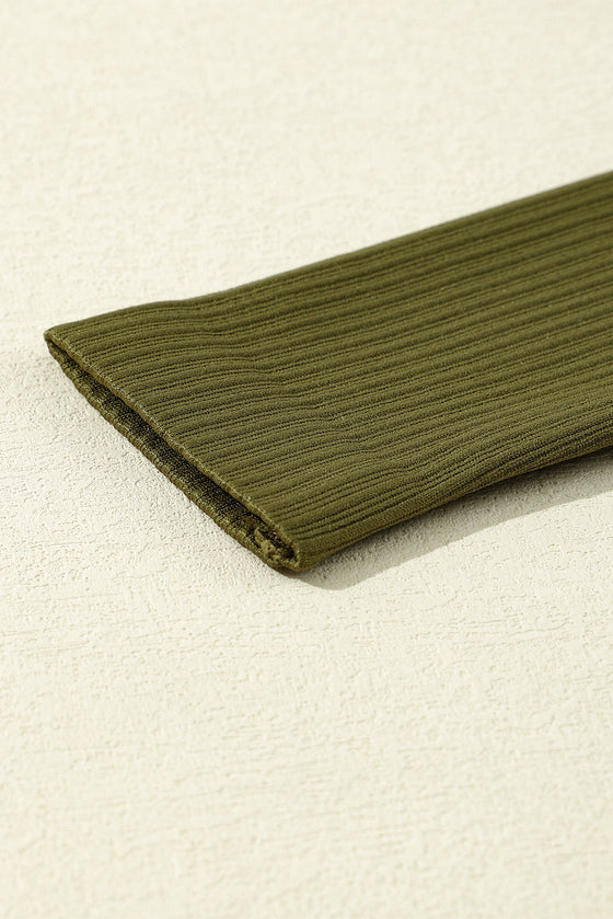 LC264430-9-S, LC264430-9-M, LC264430-9-L, PACK264430-9-1, Green  Mock Neck Cropped High Waist Three Piece Yoga Set