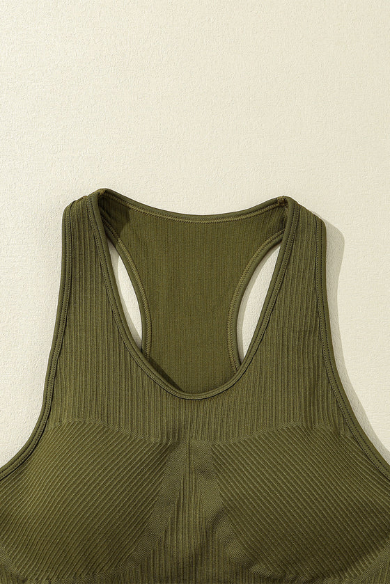 LC264430-9-S, LC264430-9-M, LC264430-9-L, PACK264430-9-1, Green  Mock Neck Cropped High Waist Three Piece Yoga Set