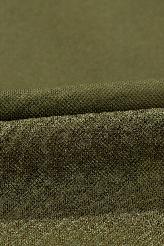 LC264430-9-S, LC264430-9-M, LC264430-9-L, PACK264430-9-1, Green  Mock Neck Cropped High Waist Three Piece Yoga Set