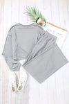 PACK2611557-P1011-1, Light Grey Solid Criss Cross Crop Top and Pants Active Set
