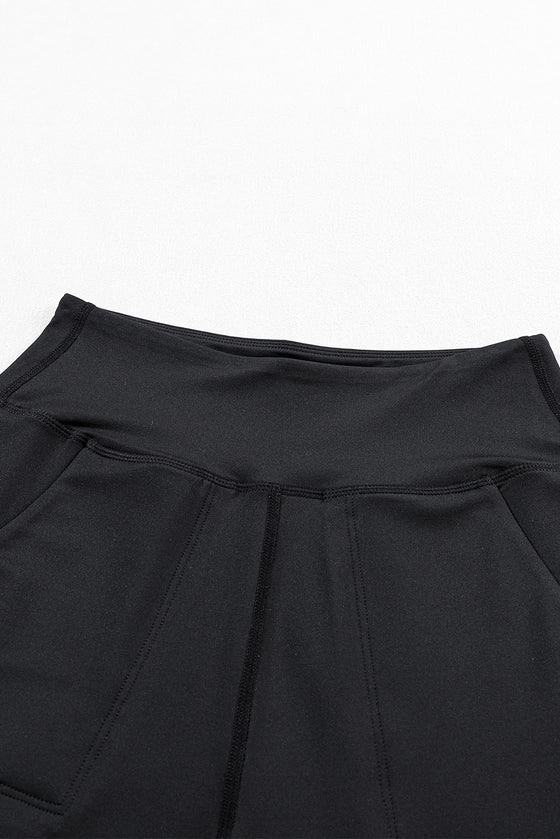 PACK7712269-2-1, Black Exposed Seam High Waist Pocketed Joggers