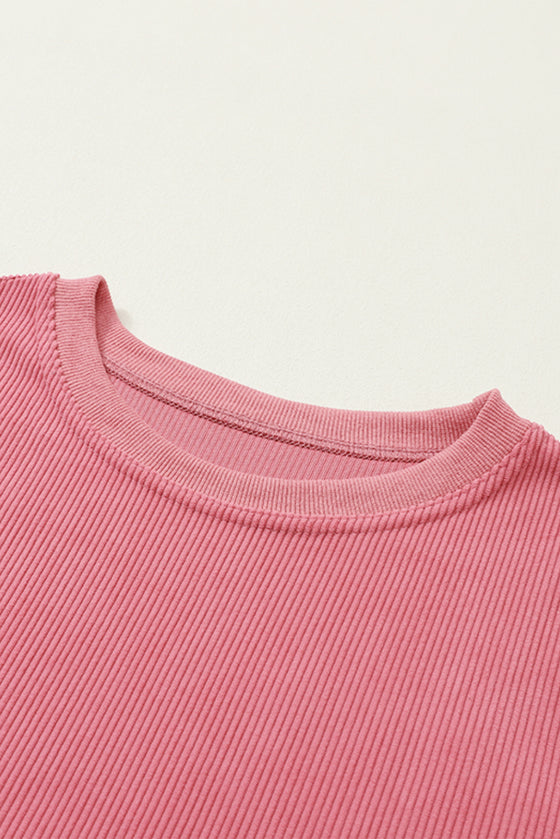 PACK25312934-P306-2, Strawberry Pink JOLENE Ribbed Corded Oversized Sweatshirt