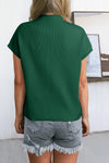 PACK2724250-P309-2, Blackish Green Patch Pocket Ribbed Knit Short Sleeve Sweater