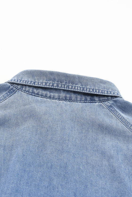 PACK786324-4-1, Sky Blue Buttoned Long Sleeve Denim Mini Dress