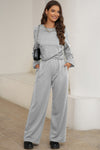 PACK2611557-P1011-1, Light Grey Solid Criss Cross Crop Top and Pants Active Set
