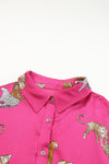 PACK2554199-P6-1, Rose Red Cheetah Animal Print Button Up Satin Shirt