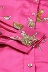PACK2554199-P6-1, Rose Red Cheetah Animal Print Button Up Satin Shirt