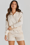 PACK2611426-18-1, Apricot Casual High Neck Henley Top and Short Outfit