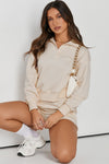 PACK2611426-18-1, Apricot Casual High Neck Henley Top and Short Outfit