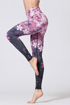 LC265390-P1020-S, LC265390-P1020-M, LC265390-P1020-L, LC265390-P1020-XL, Pink Cherry Blossom High Waist Active Sports Leggings