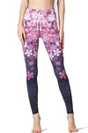LC265390-P1020-S, LC265390-P1020-M, LC265390-P1020-L, LC265390-P1020-XL, Pink Cherry Blossom High Waist Active Sports Leggings