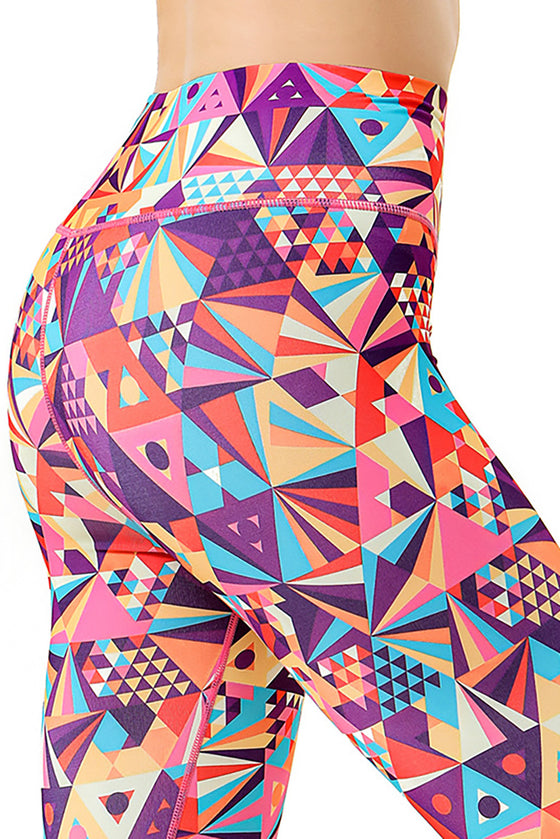 LC265391-P320-S, LC265391-P320-M, LC265391-P320-L, LC265391-P320-XL, Red  Printed High Waist Tummy Control Active Leggings