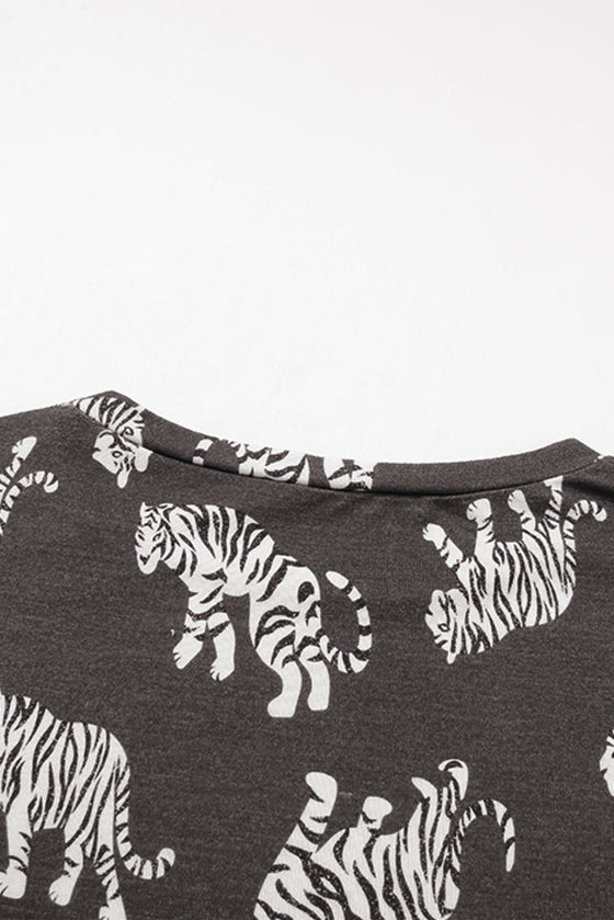 PACK25315001-20-1, Leopard Lively Tiger Print Casual Sweatshirt