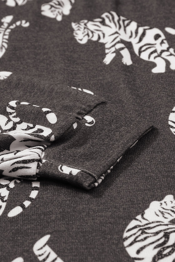 PACK25315001-20-1, Leopard Lively Tiger Print Casual Sweatshirt