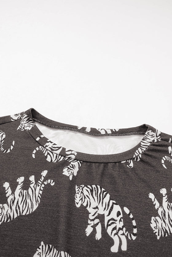 PACK25315001-20-1, Leopard Lively Tiger Print Casual Sweatshirt