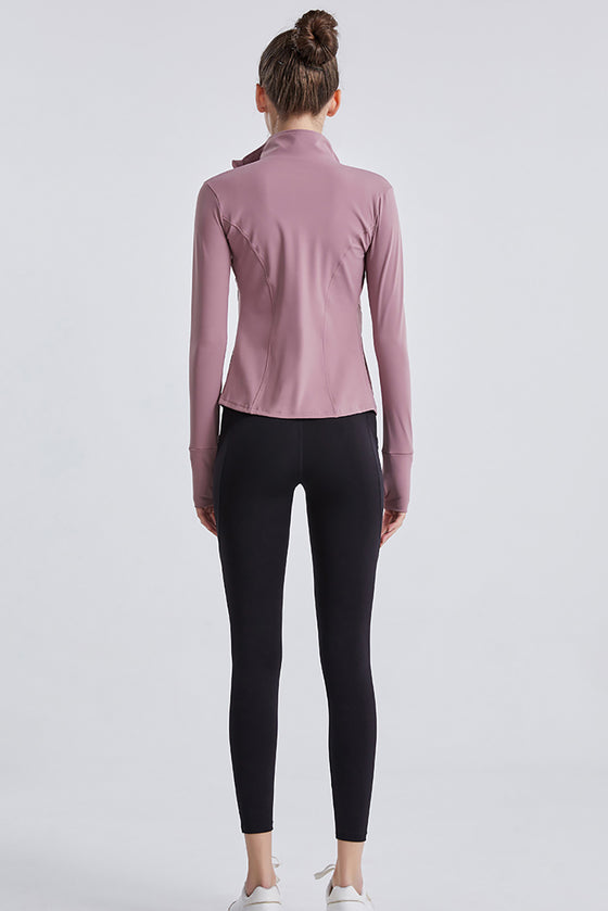 LC264600-P8010-S, LC264600-P8010-M, LC264600-P8010-L, LC264600-P8010-XL, LC264600-P8010-2XL, Rose Tan Tand Neck Zipped Active Sports Long Sleeve Top