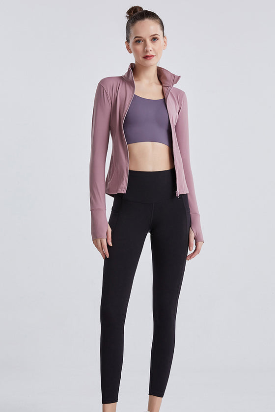 LC264600-P8010-S, LC264600-P8010-M, LC264600-P8010-L, LC264600-P8010-XL, LC264600-P8010-2XL, Rose Tan Tand Neck Zipped Active Sports Long Sleeve Top