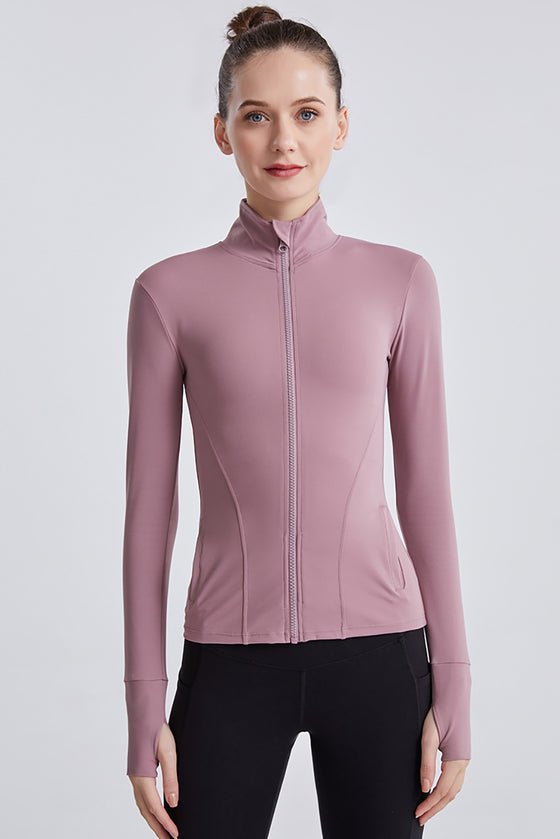 LC264600-P8010-S, LC264600-P8010-M, LC264600-P8010-L, LC264600-P8010-XL, LC264600-P8010-2XL, Rose Tan Tand Neck Zipped Active Sports Long Sleeve Top