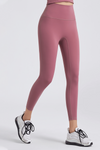 LC265399-P5010-S, LC265399-P5010-M, LC265399-P5010-L, LC265399-P5010-XL, LC265399-P5010-2XL, Rose Pink Solid Color Seamless High Waist Yoga Leggings