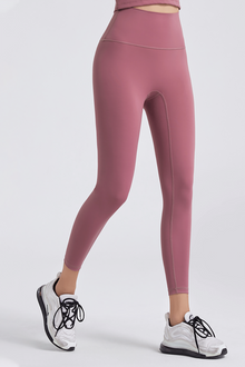  LC265399-P5010-S, LC265399-P5010-M, LC265399-P5010-L, LC265399-P5010-XL, LC265399-P5010-2XL, Rose Pink Solid Color Seamless High Waist Yoga Leggings