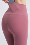 LC265399-P5010-S, LC265399-P5010-M, LC265399-P5010-L, LC265399-P5010-XL, LC265399-P5010-2XL, Rose Pink Solid Color Seamless High Waist Yoga Leggings
