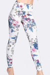 LC265393-P120-S, LC265393-P120-M, LC265393-P120-L, LC265393-P120-XL, White  Digital Printed High Waist Tummy Control Active Leggings