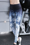 LC265393-P520-S, LC265393-P520-M, LC265393-P520-L, LC265393-P520-XL, Blue Digital Printed High Waist Tummy Control Active Leggings