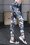 LC265393-P1120-S, LC265393-P1120-M, LC265393-P1120-L, LC265393-P1120-XL, Gray Digital Printed High Waist Tummy Control Active Leggings