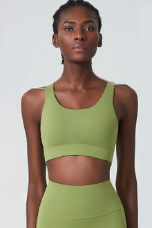  LC264599-P709-S, LC264599-P709-M, LC264599-P709-L, LC264599-P709-XL, Spinach Green Solid Color Racerback Sleeveless Sports Yoga Top