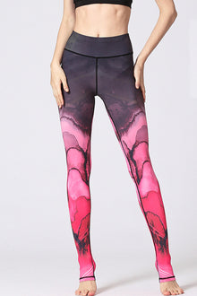  LC265395-P320-S, LC265395-P320-M, LC265395-P320-L, LC265395-P320-XL, Red  Full Patterned High Waist Active Skinny Pants