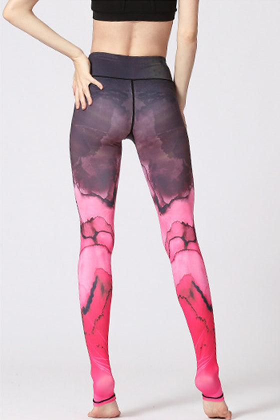 LC265395-P320-S, LC265395-P320-M, LC265395-P320-L, LC265395-P320-XL, Red  Full Patterned High Waist Active Skinny Pants