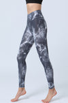 LC265397-P1120-S, LC265397-P1120-M, LC265397-P1120-L, LC265397-P1120-XL, Gray  Tie Dye Print High Waist Active Leggings