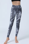 LC265397-P1120-S, LC265397-P1120-M, LC265397-P1120-L, LC265397-P1120-XL, Gray  Tie Dye Print High Waist Active Leggings
