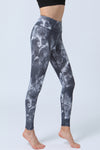 LC265397-P1120-S, LC265397-P1120-M, LC265397-P1120-L, LC265397-P1120-XL, Gray  Tie Dye Print High Waist Active Leggings