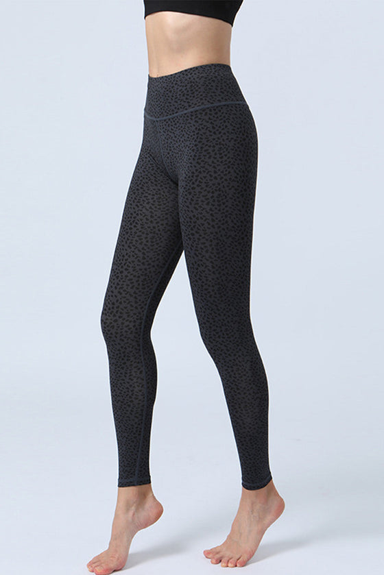 LC265397-P10220-S, LC265397-P10220-M, LC265397-P10220-L, LC265397-P10220-XL, Black Leopard/Tie Dye Print High Waist Active Leggings