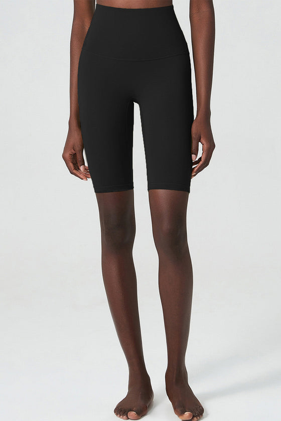LC265401-P2-S, LC265401-P2-M, LC265401-P2-L, LC265401-P2-XL, Black High Waist Seamless Skinny Active Shorts