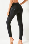 LC265402-P2-S, LC265402-P2-M, LC265402-P2-L, LC265402-P2-XL, LC265402-P2-2XL, Black Seamed High Waist Active Leggings with Pockets