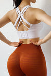 LC264606-P1-S, LC264606-P1-M, LC264606-P1-L, LC264606-P1-XL, LC264606-P1-2XL, White Strappy Crisscross U Neck Sports Bra