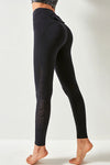 LC265413-P2-S, LC265413-P2-M, LC265413-P2-L, LC265413-P2-XL, Black Mesh Splicing Pocketed Gym Leggings