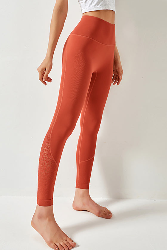 LC265413-P5014-S, LC265413-P5014-M, LC265413-P5014-L, LC265413-P5014-XL, Gold Flame Mesh Splicing Pocketed Gym Leggings