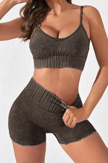  LC2611581-P5017-S, LC2611581-P5017-M, LC2611581-P5017-L, Dark Brown Textured Detail Vintage Wash Sports Set