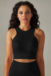 LC264615-P2-S, LC264615-P2-M, LC264615-P2-L, LC264615-P2-XL, Black Daily Round Neck Cropped Tank Tops