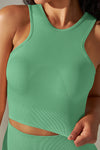 LC264615-P1009-S, LC264615-P1009-M, LC264615-P1009-L, LC264615-P1009-XL, Mint Green Daily Round Neck Cropped Tank Tops